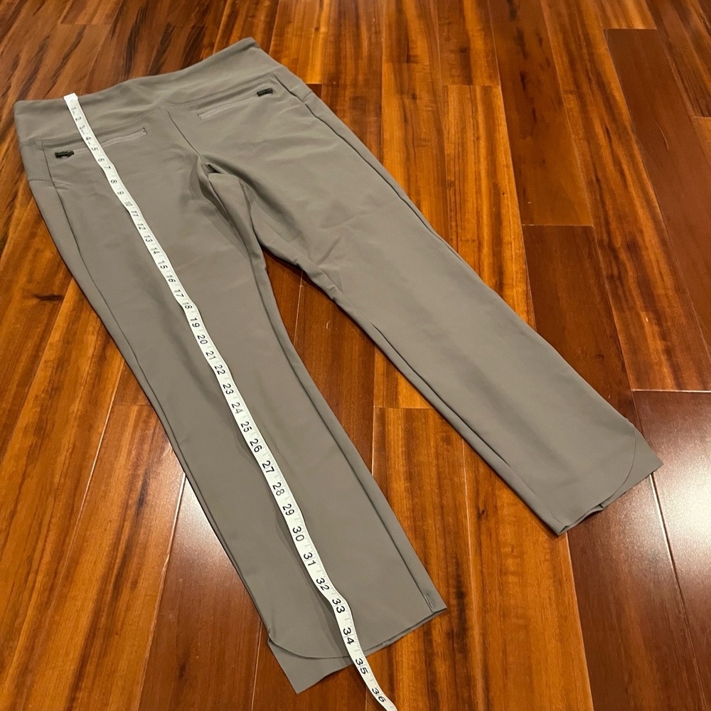 Athleta Leggings Zip Pocket Taupe Gray Pants Slim Fit Thicker Stretch Medium‎ - Picture 6 of 8